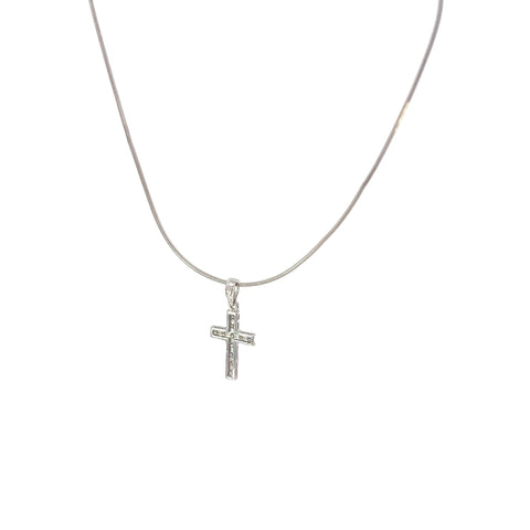 9ct Diamond cross and snake chain 20"