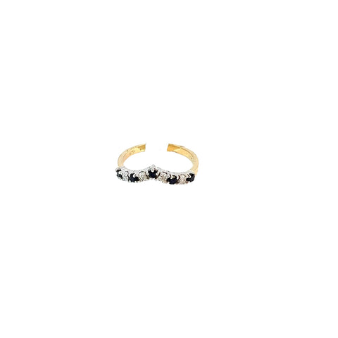 9ct CZ and Sapphire wishbone style ring