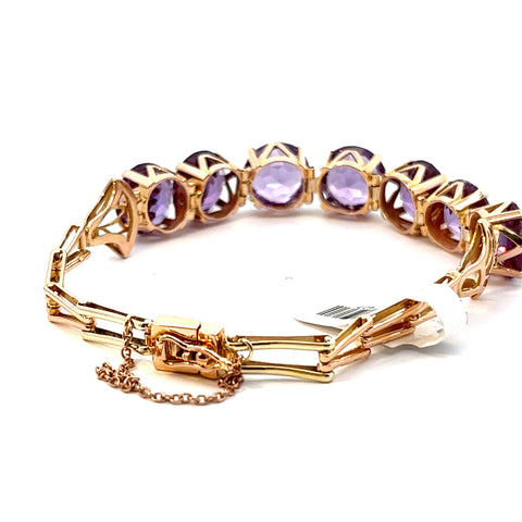 18ct beautiful Amethyst Barcelet with safety chain.