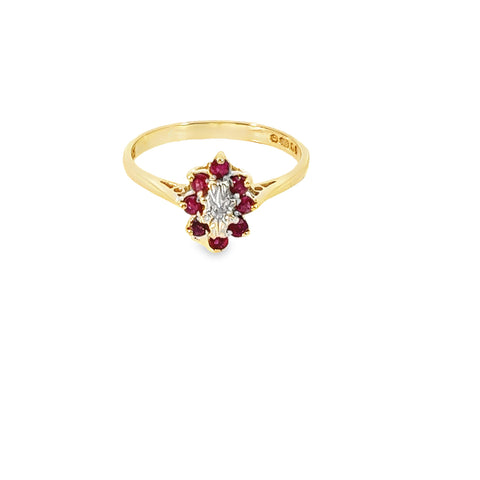 9ct RUBY DIAMOND RING