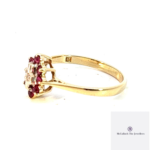 9ct RUBY DIAMOND RING