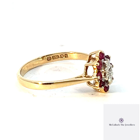 9ct RUBY DIAMOND RING