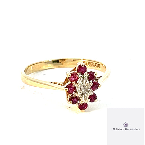 9ct RUBY DIAMOND RING