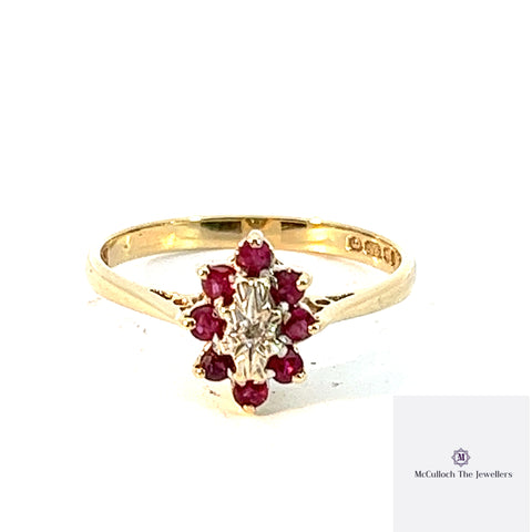 9ct RUBY DIAMOND RING