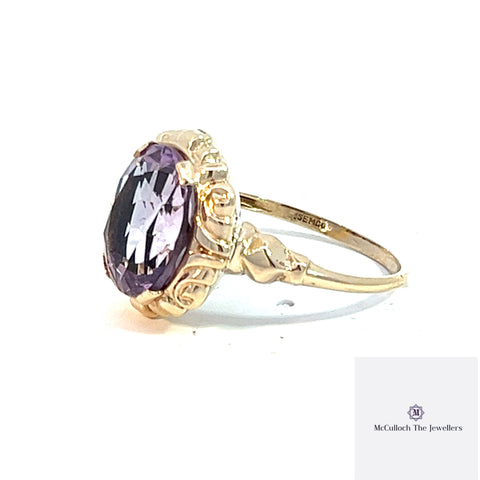 9ct Yellow Gold Amethysts Ring