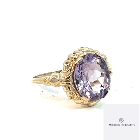 9ct Yellow Gold Amethysts Ring